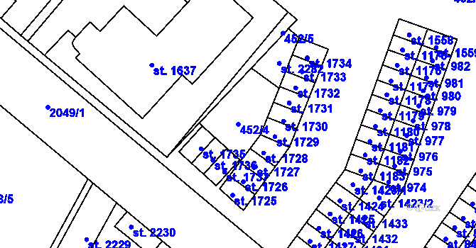 Parcela st. 452/4 v KÚ Nové Město nad Metují, Katastrální mapa