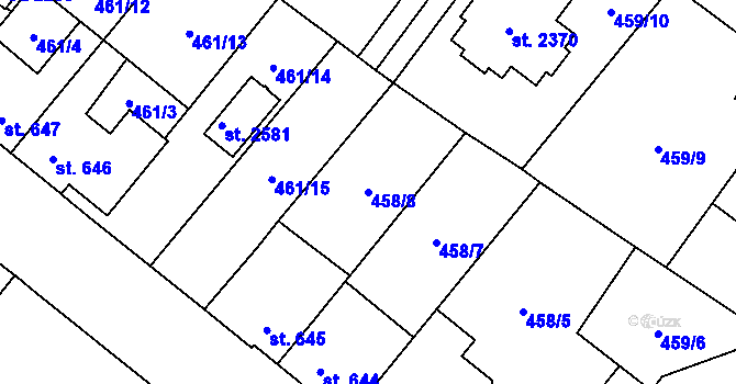Parcela st. 458/8 v KÚ Nové Město nad Metují, Katastrální mapa