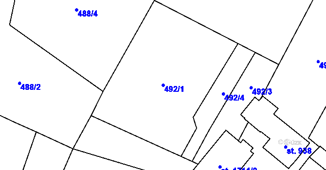 Parcela st. 492/1 v KÚ Nové Město nad Metují, Katastrální mapa