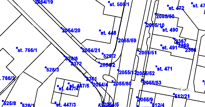 Parcela st. 529/2 v KÚ Nové Město nad Metují, Katastrální mapa