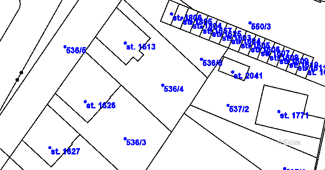 Parcela st. 536/4 v KÚ Nové Město nad Metují, Katastrální mapa