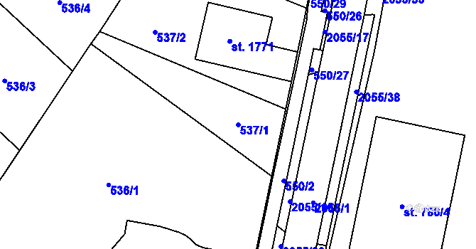 Parcela st. 537/1 v KÚ Nové Město nad Metují, Katastrální mapa