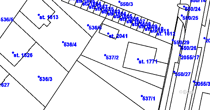 Parcela st. 537/2 v KÚ Nové Město nad Metují, Katastrální mapa