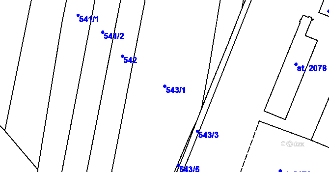 Parcela st. 543/1 v KÚ Nové Město nad Metují, Katastrální mapa
