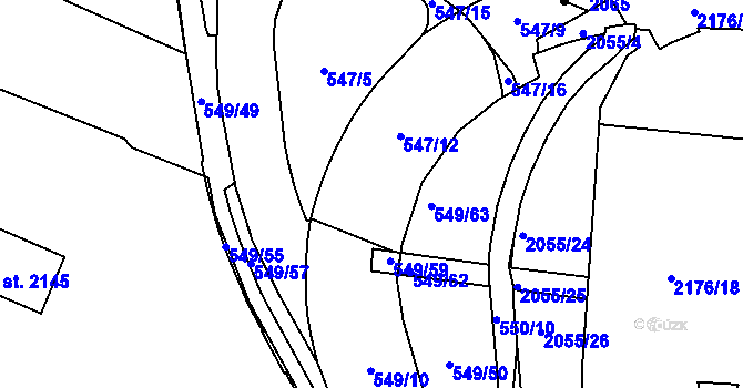 Parcela st. 548/2 v KÚ Nové Město nad Metují, Katastrální mapa