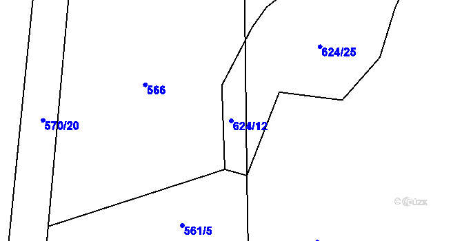 Parcela st. 624/12 v KÚ Nové Město nad Metují, Katastrální mapa