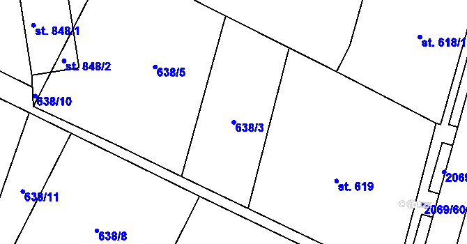 Parcela st. 638/3 v KÚ Nové Město nad Metují, Katastrální mapa