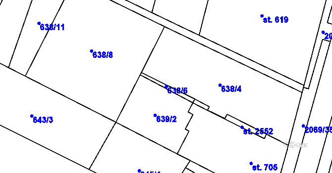 Parcela st. 638/6 v KÚ Nové Město nad Metují, Katastrální mapa