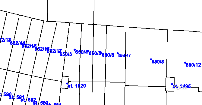 Parcela st. 650/6 v KÚ Nové Město nad Metují, Katastrální mapa