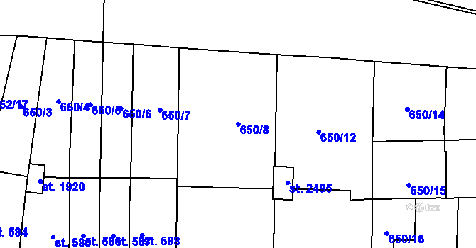 Parcela st. 650/8 v KÚ Nové Město nad Metují, Katastrální mapa
