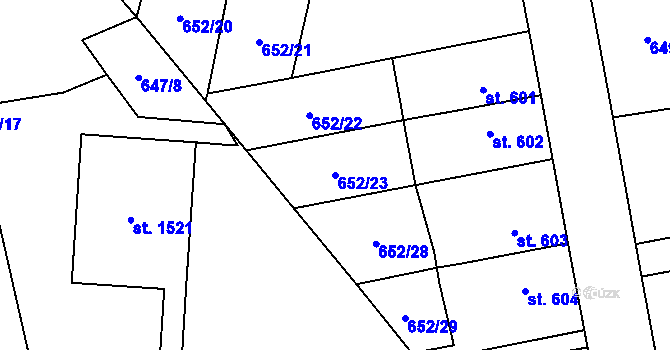 Parcela st. 652/23 v KÚ Nové Město nad Metují, Katastrální mapa