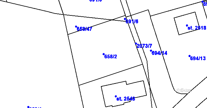 Parcela st. 658/2 v KÚ Nové Město nad Metují, Katastrální mapa