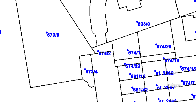 Parcela st. 674/2 v KÚ Nové Město nad Metují, Katastrální mapa
