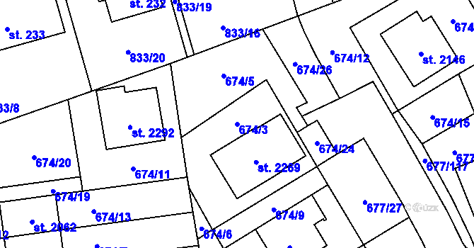 Parcela st. 674/3 v KÚ Nové Město nad Metují, Katastrální mapa