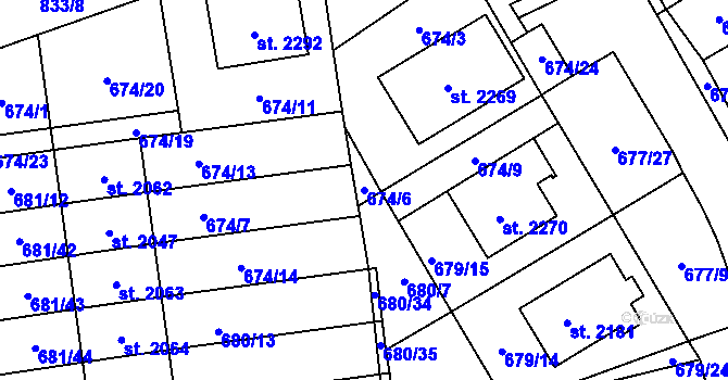 Parcela st. 674/6 v KÚ Nové Město nad Metují, Katastrální mapa