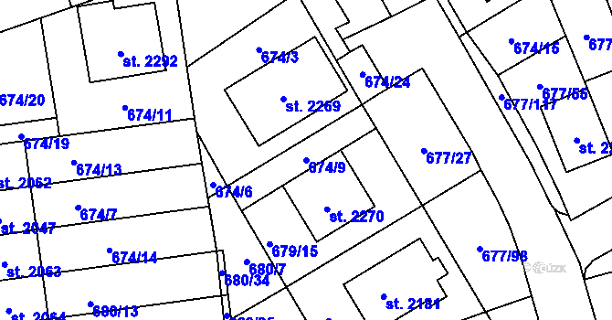 Parcela st. 674/9 v KÚ Nové Město nad Metují, Katastrální mapa