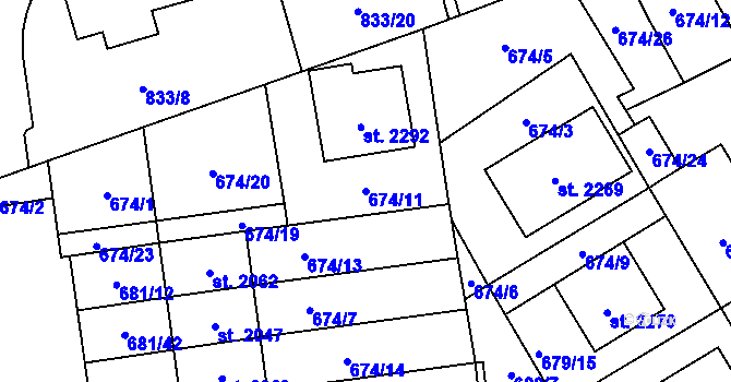 Parcela st. 674/11 v KÚ Nové Město nad Metují, Katastrální mapa