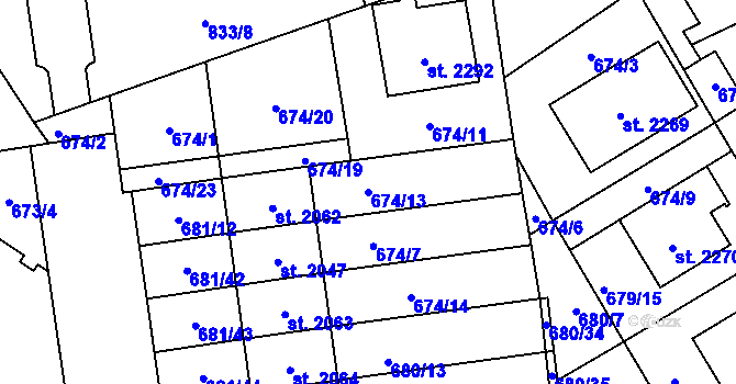 Parcela st. 674/13 v KÚ Nové Město nad Metují, Katastrální mapa