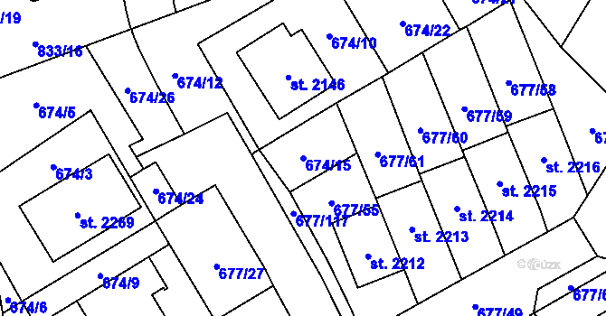 Parcela st. 674/15 v KÚ Nové Město nad Metují, Katastrální mapa