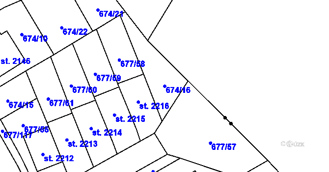 Parcela st. 674/16 v KÚ Nové Město nad Metují, Katastrální mapa