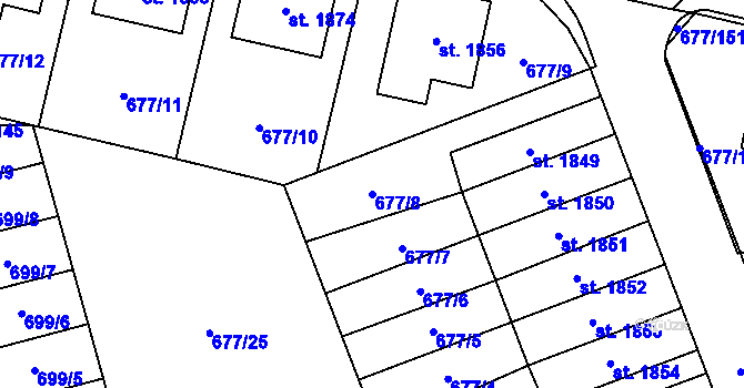 Parcela st. 677/8 v KÚ Nové Město nad Metují, Katastrální mapa