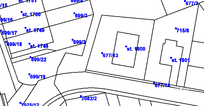 Parcela st. 677/13 v KÚ Nové Město nad Metují, Katastrální mapa
