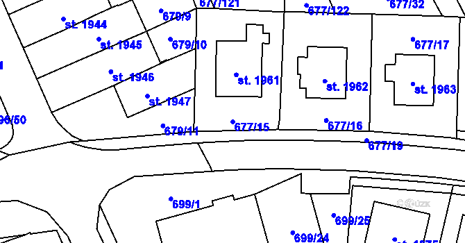 Parcela st. 677/15 v KÚ Nové Město nad Metují, Katastrální mapa
