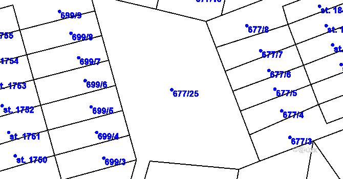 Parcela st. 677/25 v KÚ Nové Město nad Metují, Katastrální mapa