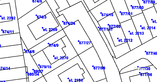 Parcela st. 677/27 v KÚ Nové Město nad Metují, Katastrální mapa