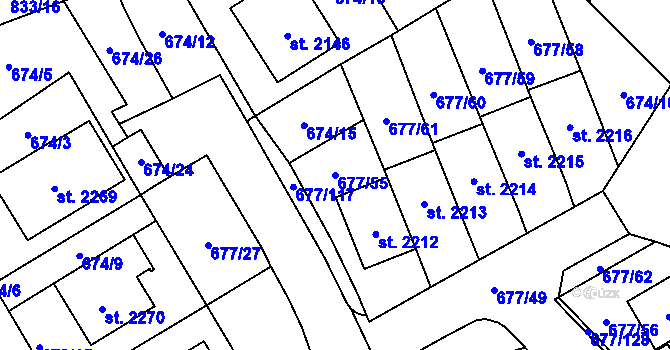Parcela st. 677/55 v KÚ Nové Město nad Metují, Katastrální mapa
