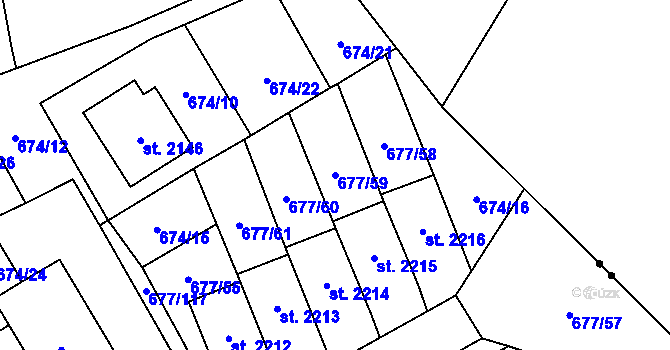 Parcela st. 677/59 v KÚ Nové Město nad Metují, Katastrální mapa