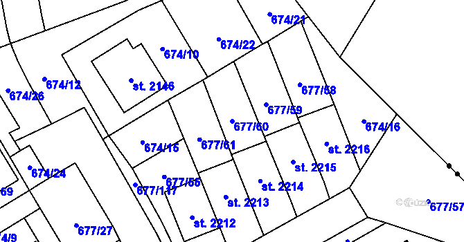 Parcela st. 677/60 v KÚ Nové Město nad Metují, Katastrální mapa