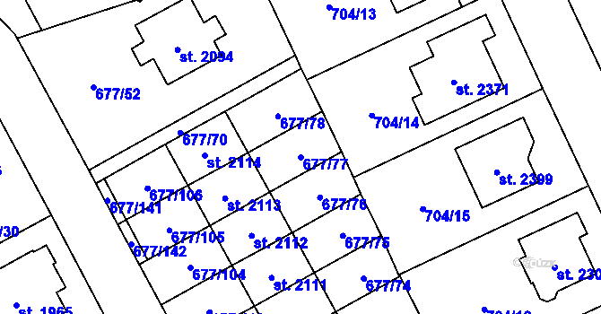 Parcela st. 677/77 v KÚ Nové Město nad Metují, Katastrální mapa
