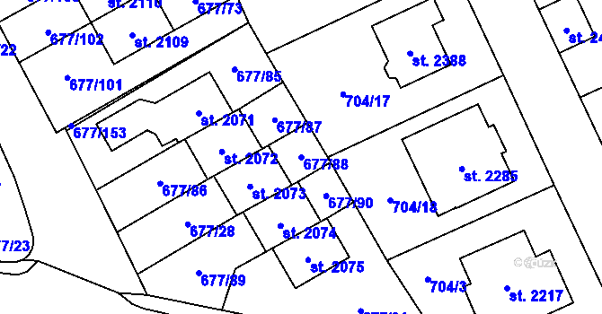 Parcela st. 677/88 v KÚ Nové Město nad Metují, Katastrální mapa