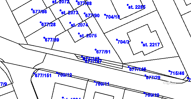 Parcela st. 677/91 v KÚ Nové Město nad Metují, Katastrální mapa