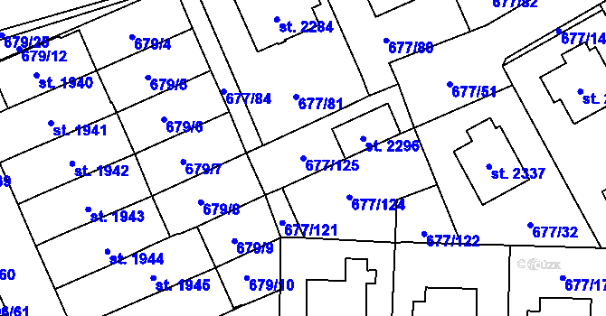 Parcela st. 677/125 v KÚ Nové Město nad Metují, Katastrální mapa
