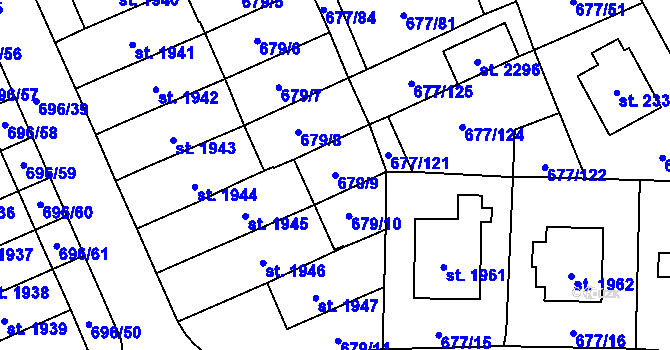 Parcela st. 679/9 v KÚ Nové Město nad Metují, Katastrální mapa
