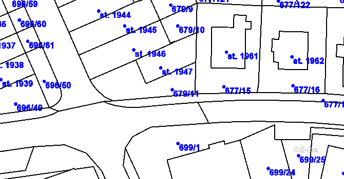 Parcela st. 679/11 v KÚ Nové Město nad Metují, Katastrální mapa