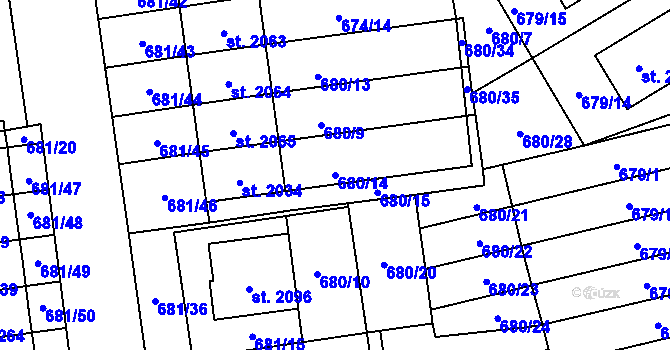 Parcela st. 680/14 v KÚ Nové Město nad Metují, Katastrální mapa