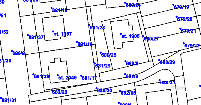 Parcela st. 680/25 v KÚ Nové Město nad Metují, Katastrální mapa