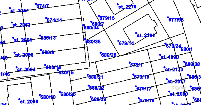Parcela st. 680/28 v KÚ Nové Město nad Metují, Katastrální mapa