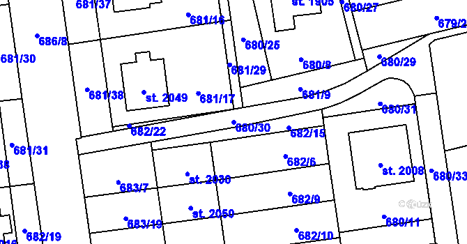 Parcela st. 680/30 v KÚ Nové Město nad Metují, Katastrální mapa
