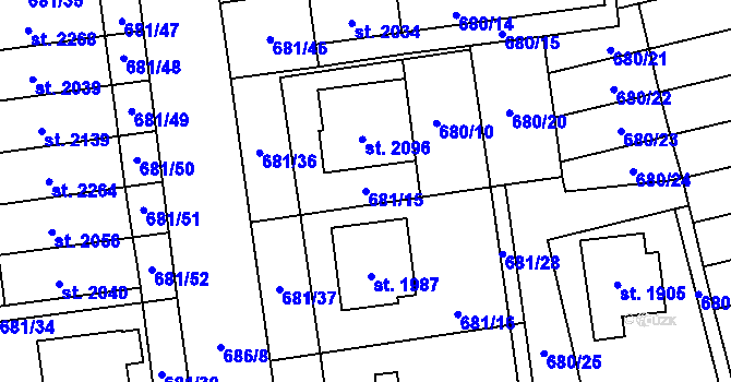 Parcela st. 681/15 v KÚ Nové Město nad Metují, Katastrální mapa