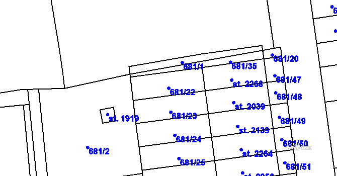 Parcela st. 681/22 v KÚ Nové Město nad Metují, Katastrální mapa