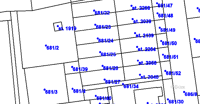 Parcela st. 681/25 v KÚ Nové Město nad Metují, Katastrální mapa