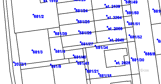 Parcela st. 681/27 v KÚ Nové Město nad Metují, Katastrální mapa