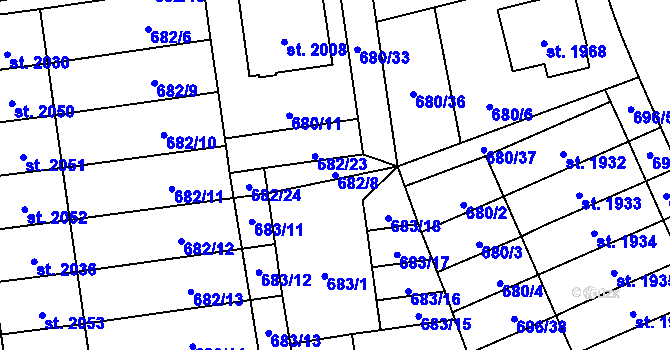 Parcela st. 682/8 v KÚ Nové Město nad Metují, Katastrální mapa