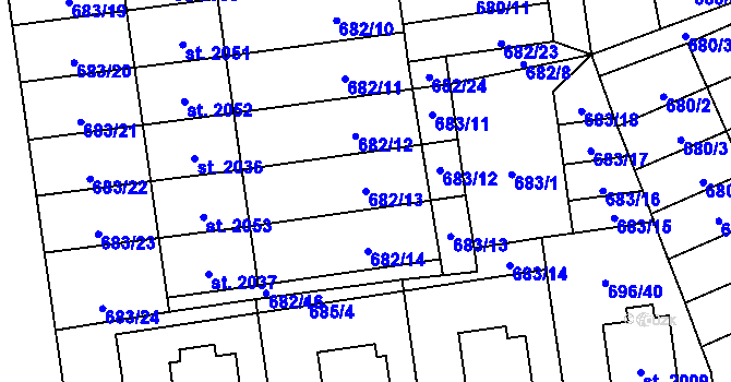 Parcela st. 682/13 v KÚ Nové Město nad Metují, Katastrální mapa