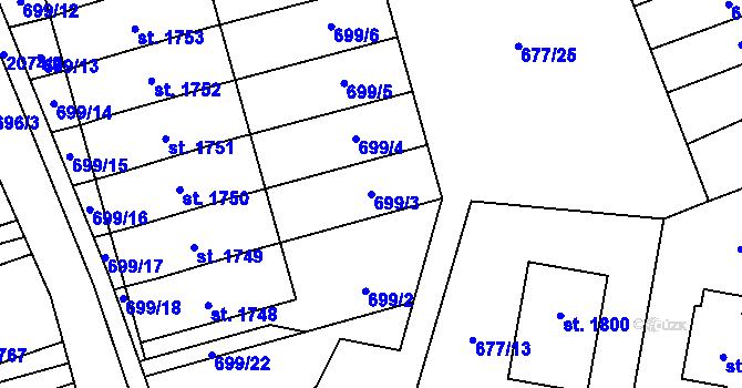 Parcela st. 699/3 v KÚ Nové Město nad Metují, Katastrální mapa