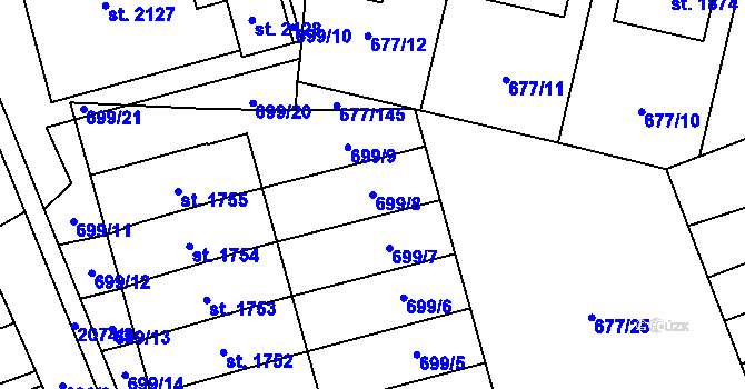 Parcela st. 699/8 v KÚ Nové Město nad Metují, Katastrální mapa